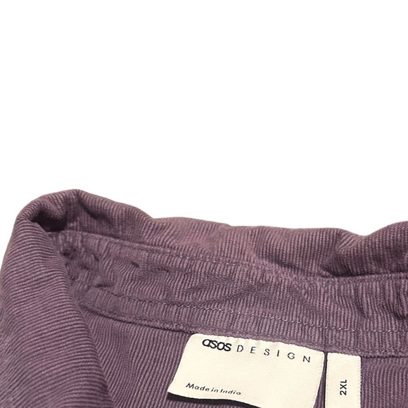 new asos design 100% cotton corduroy purple button down men’s 2xl - Picture 4 of 6
